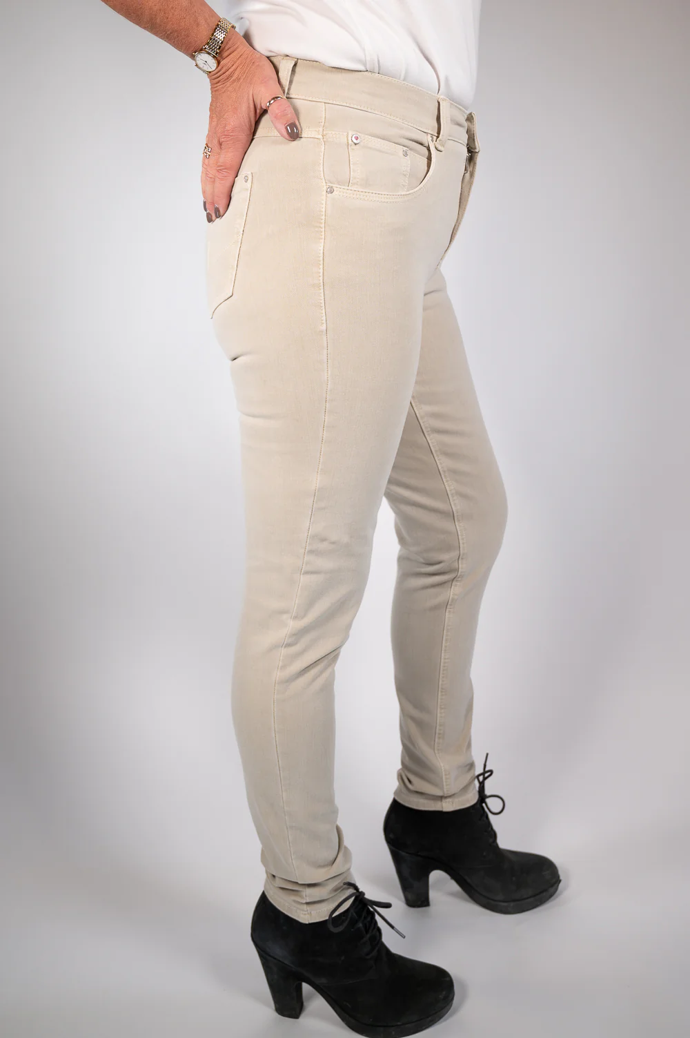 Anna Montana Skinny Jeans (5052) - Beige - Image 3