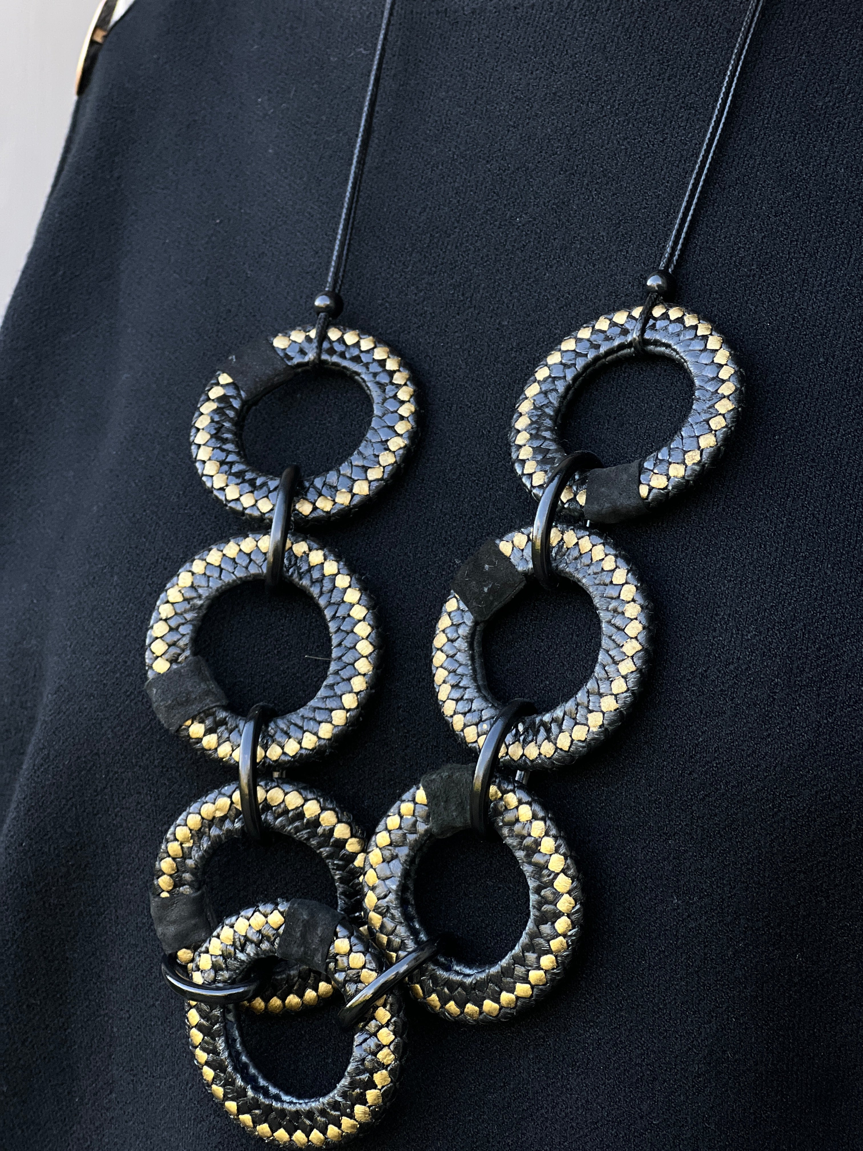 Black Multi Ringlet Necklace - Image 3